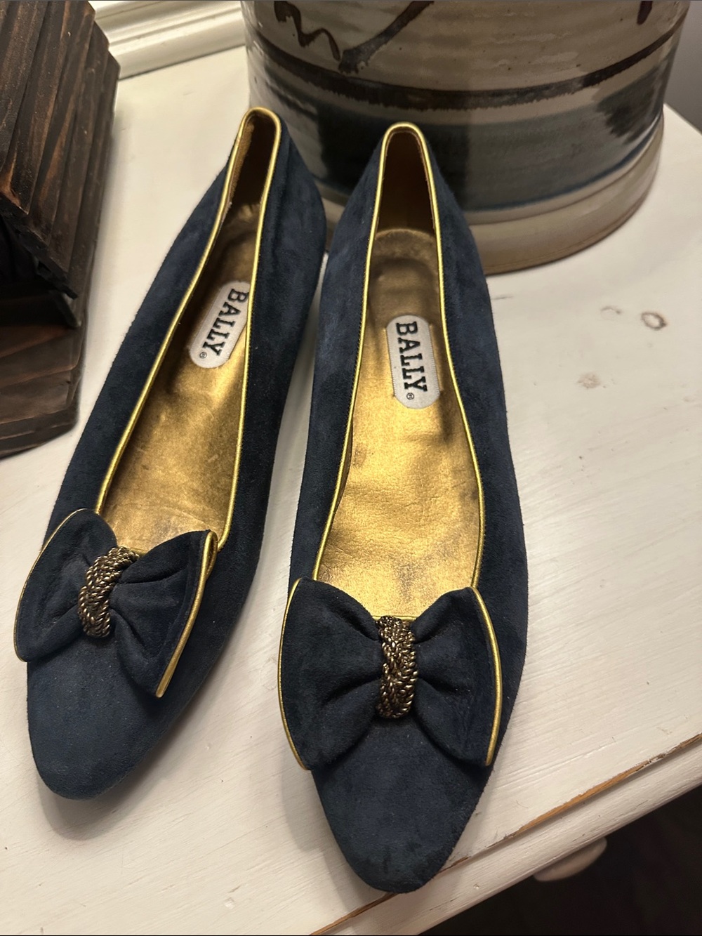 Bally Navy Slip Ons 8.5N Beautiful